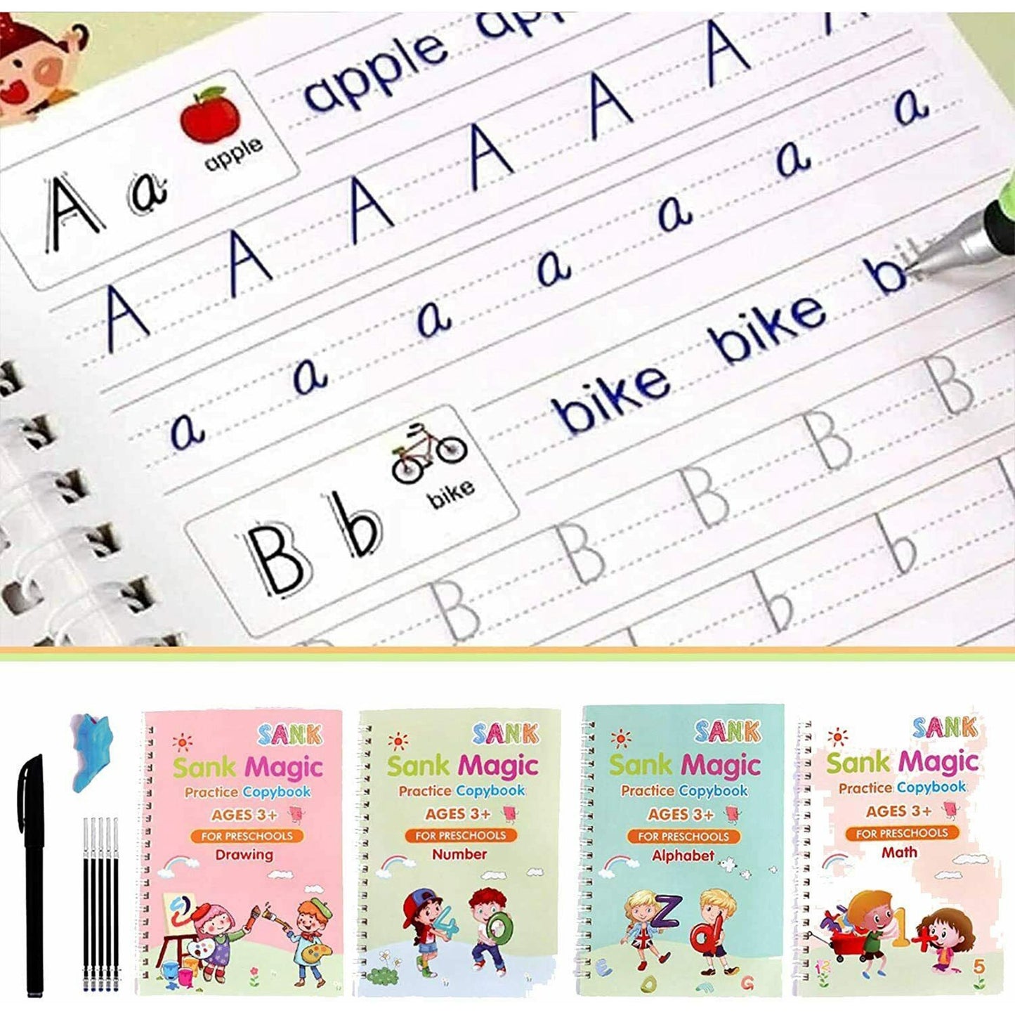 Set 4 Cuadernos Magic Caligrafía