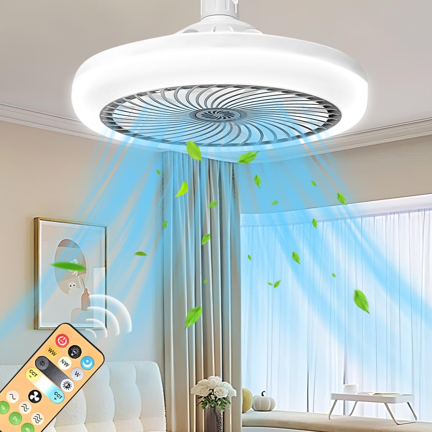 Ventilador de Techo con Lámpara LED Inteligente